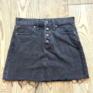 Madewell Distressed Black Jean Skirt